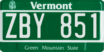 VT license plate ZBY851