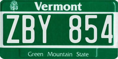 VT license plate ZBY854