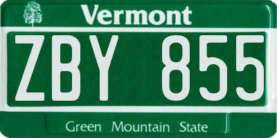 VT license plate ZBY855