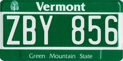 VT license plate ZBY856