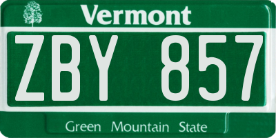 VT license plate ZBY857
