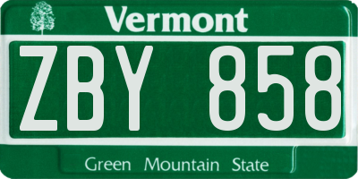VT license plate ZBY858