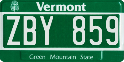 VT license plate ZBY859