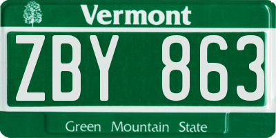 VT license plate ZBY863