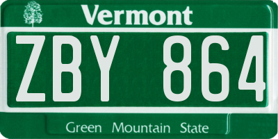 VT license plate ZBY864