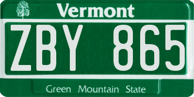 VT license plate ZBY865