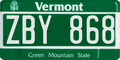 VT license plate ZBY868