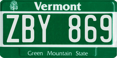 VT license plate ZBY869