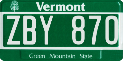 VT license plate ZBY870