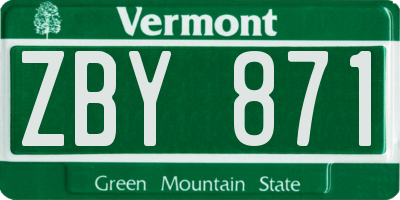VT license plate ZBY871