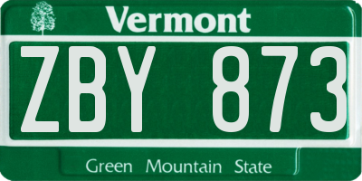 VT license plate ZBY873