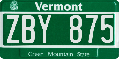 VT license plate ZBY875