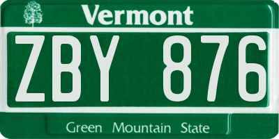 VT license plate ZBY876
