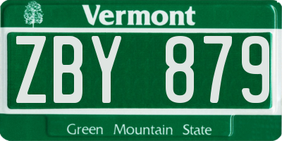 VT license plate ZBY879