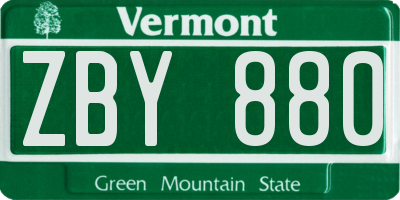 VT license plate ZBY880