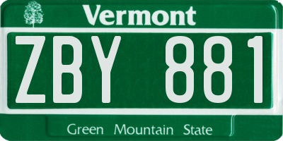 VT license plate ZBY881