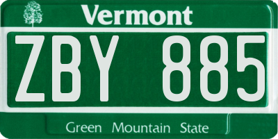 VT license plate ZBY885