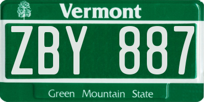 VT license plate ZBY887