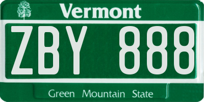 VT license plate ZBY888