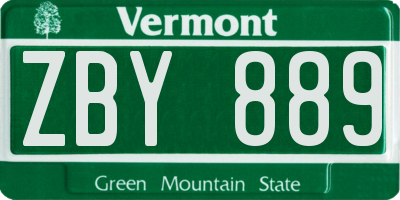 VT license plate ZBY889