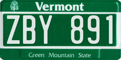 VT license plate ZBY891