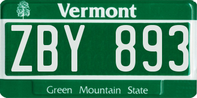 VT license plate ZBY893