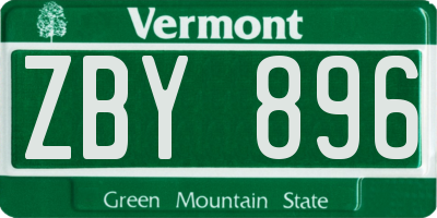 VT license plate ZBY896