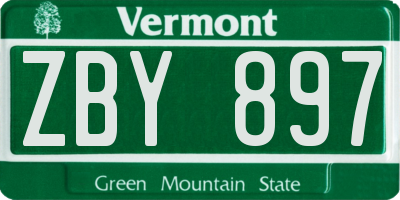 VT license plate ZBY897