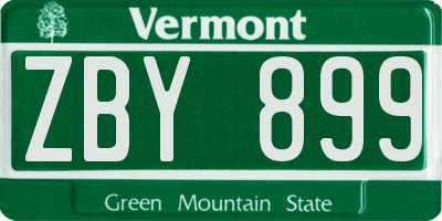 VT license plate ZBY899