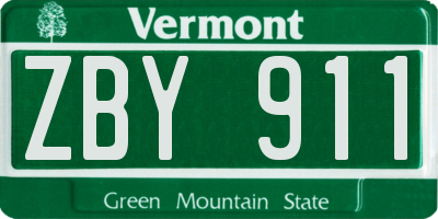 VT license plate ZBY911