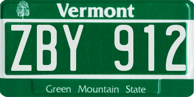 VT license plate ZBY912