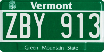 VT license plate ZBY913