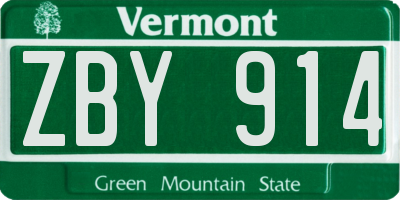 VT license plate ZBY914