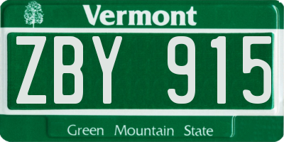 VT license plate ZBY915