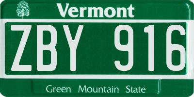 VT license plate ZBY916