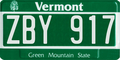 VT license plate ZBY917
