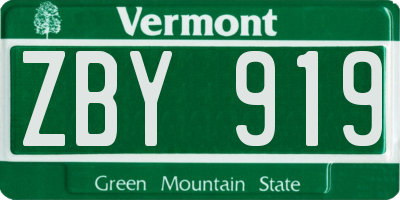 VT license plate ZBY919