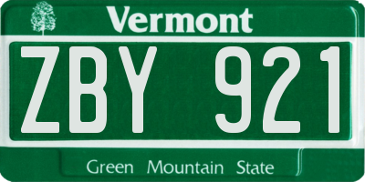 VT license plate ZBY921