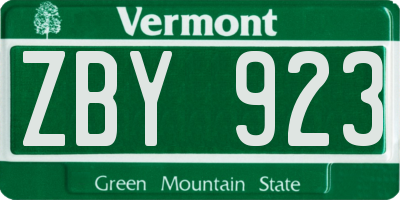 VT license plate ZBY923
