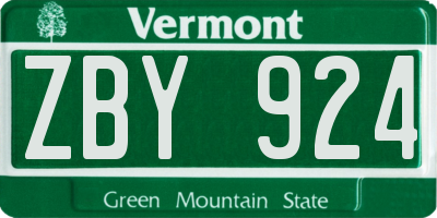 VT license plate ZBY924