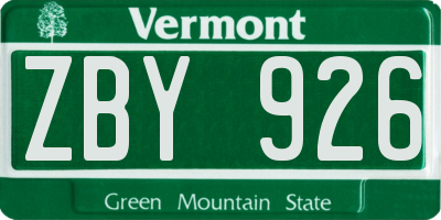 VT license plate ZBY926