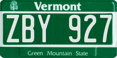 VT license plate ZBY927
