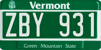 VT license plate ZBY931