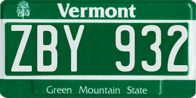 VT license plate ZBY932