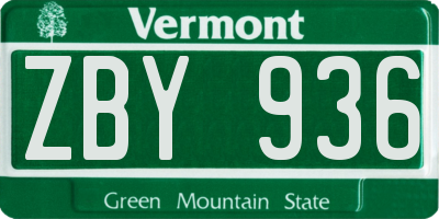 VT license plate ZBY936