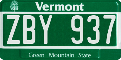 VT license plate ZBY937