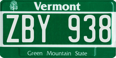 VT license plate ZBY938
