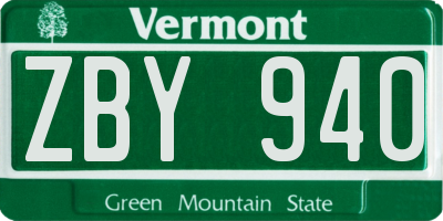 VT license plate ZBY940