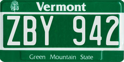 VT license plate ZBY942