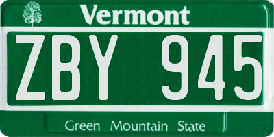 VT license plate ZBY945